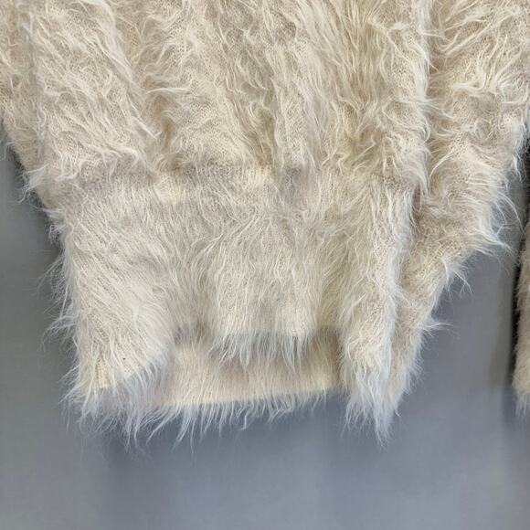 American Eagle ivory eyelash fuzzy crossover back sweater Size Extra Small - Picture 6 of 13